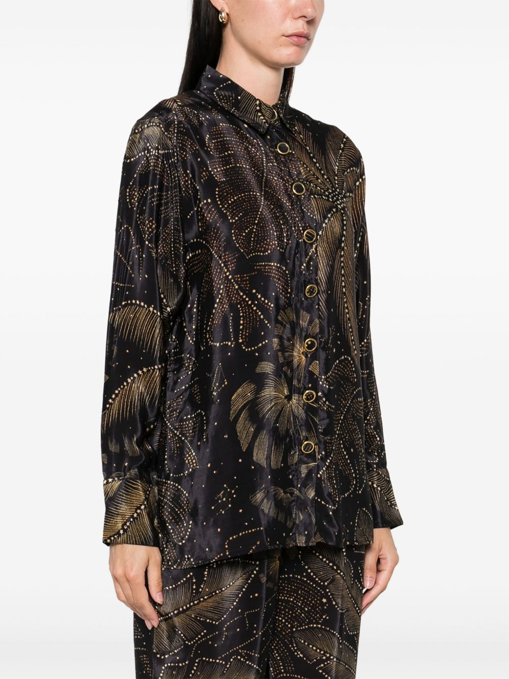 palm-print button-up shirt - 3