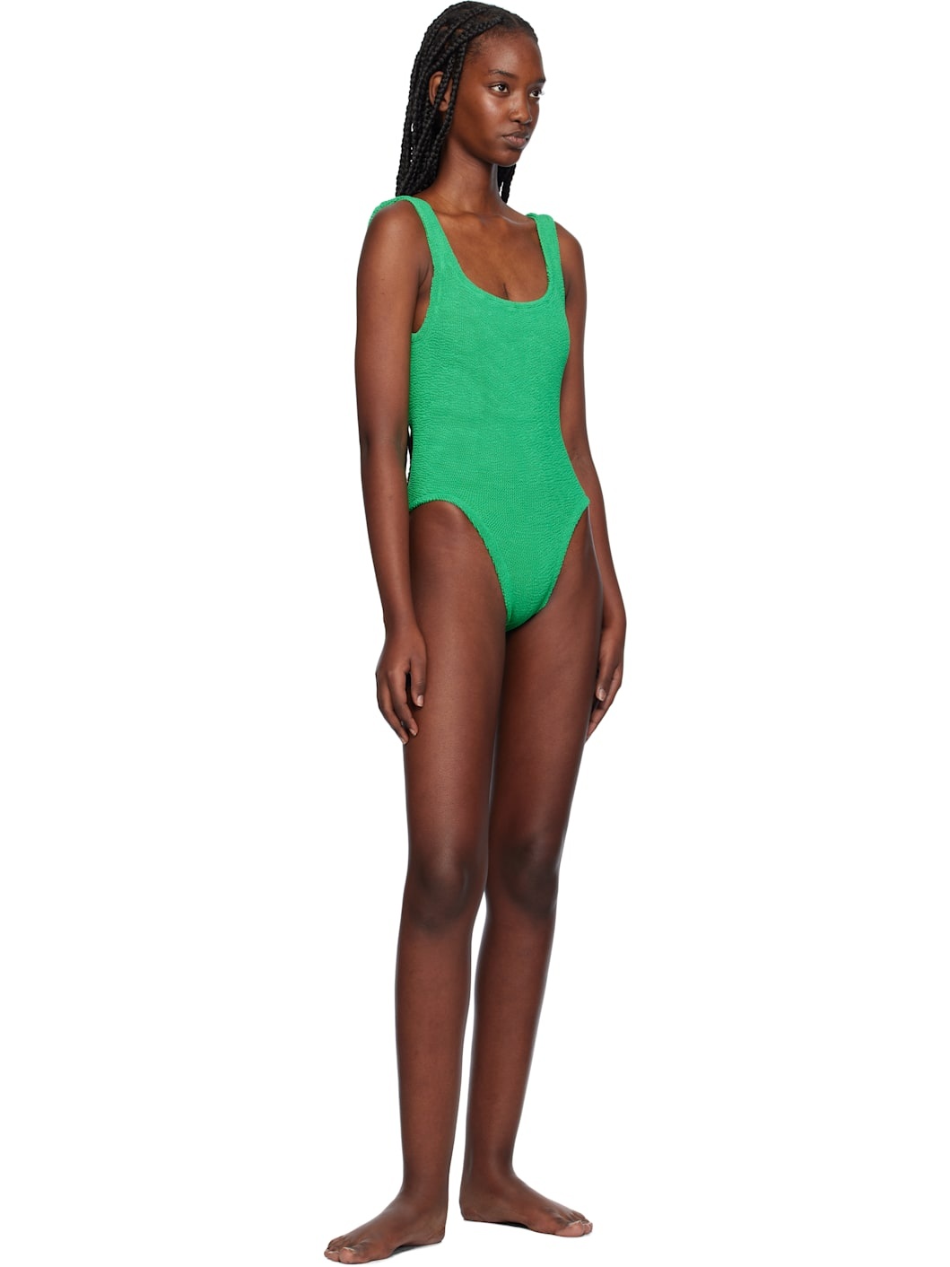 Green Square Neck Swimsuit - 4