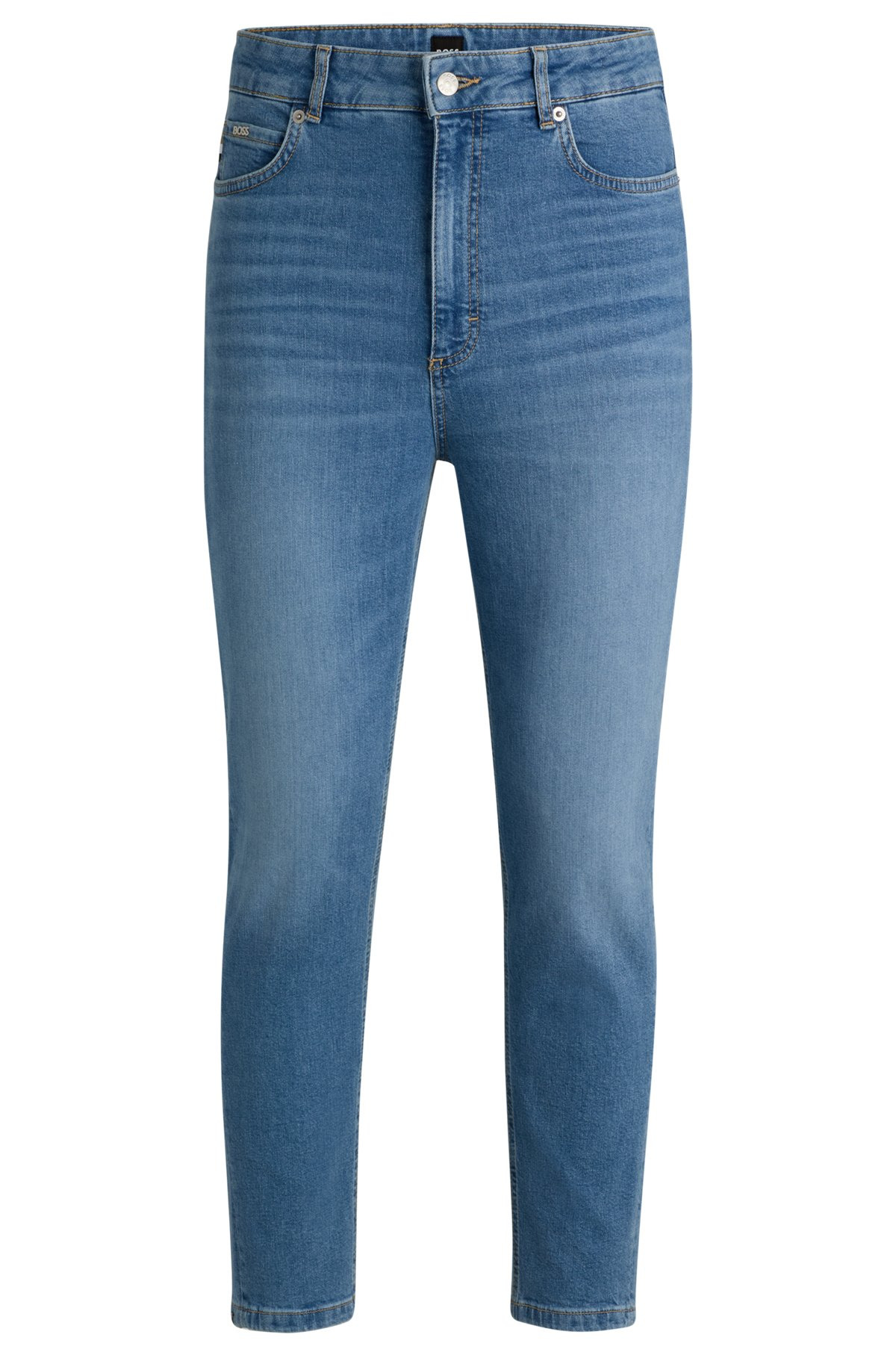 HIGH-WAISTED CROPPED JEANS IN BLUE COMFORT-STRETCH DENIM - 1
