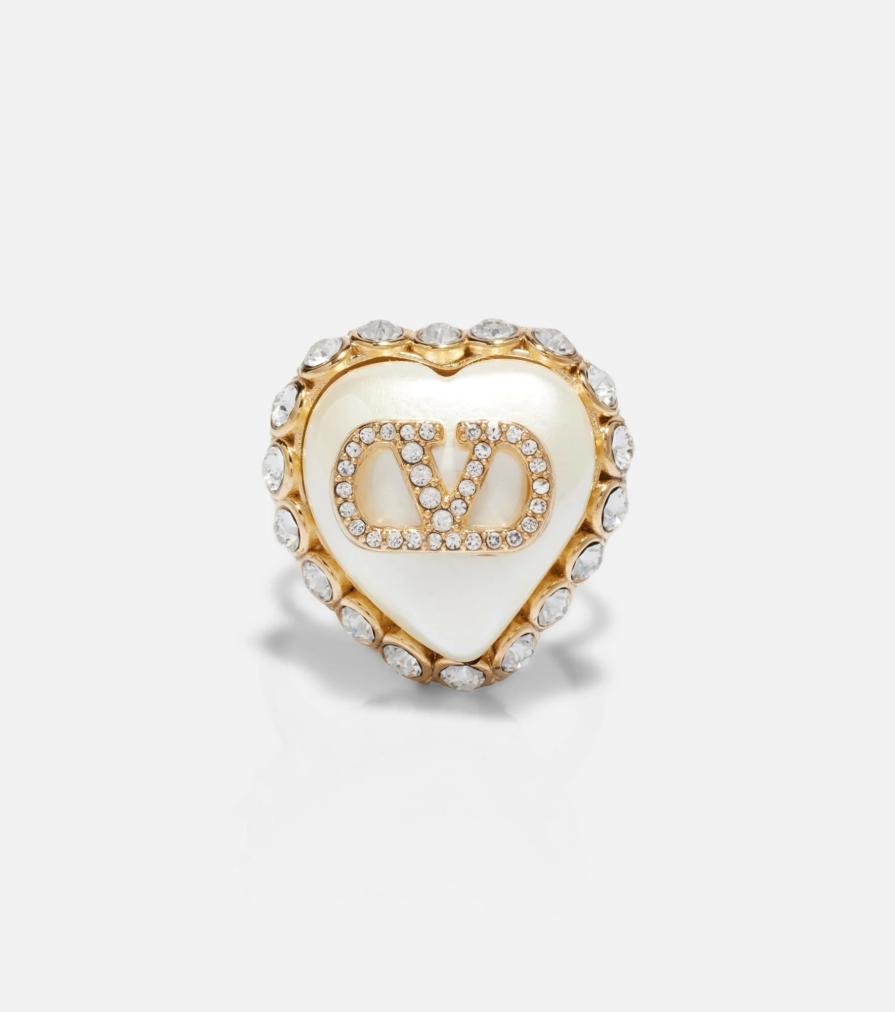 VLogo faux pearl-embellished ring - 1