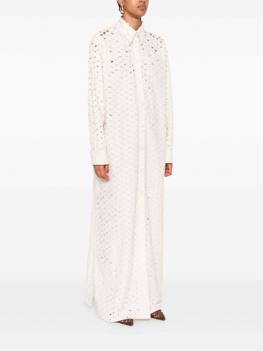 button-front perforated dress - 3