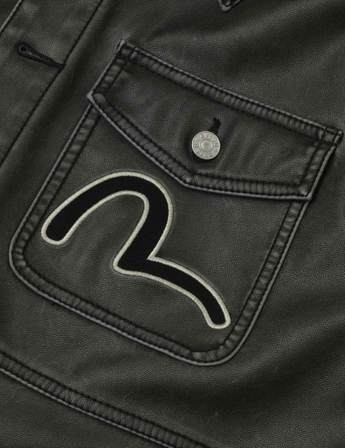 Seagull Print and Embossed Logo Regular Fit Vegan Leather Jacket - 8