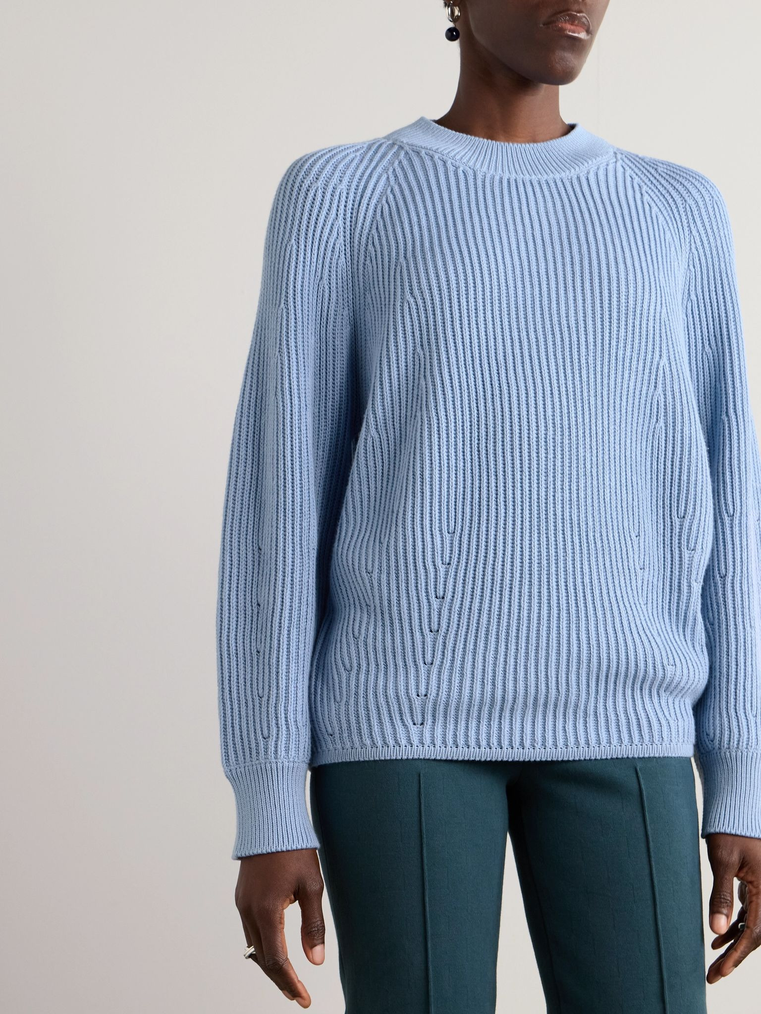 Greta ribbed cotton sweater Blue - 3