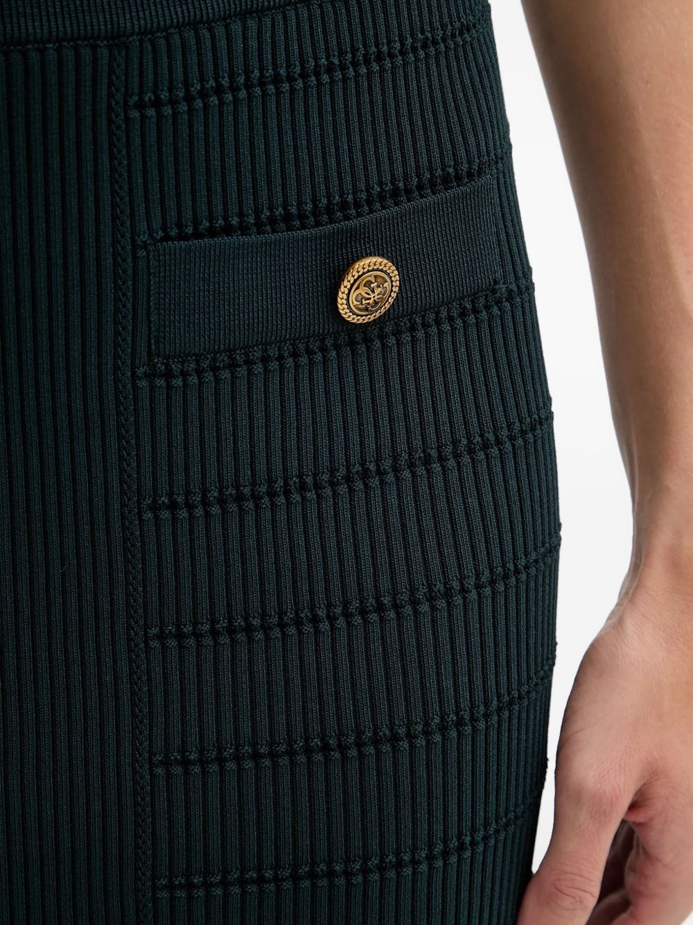 ribbed button-detail skirt - 4