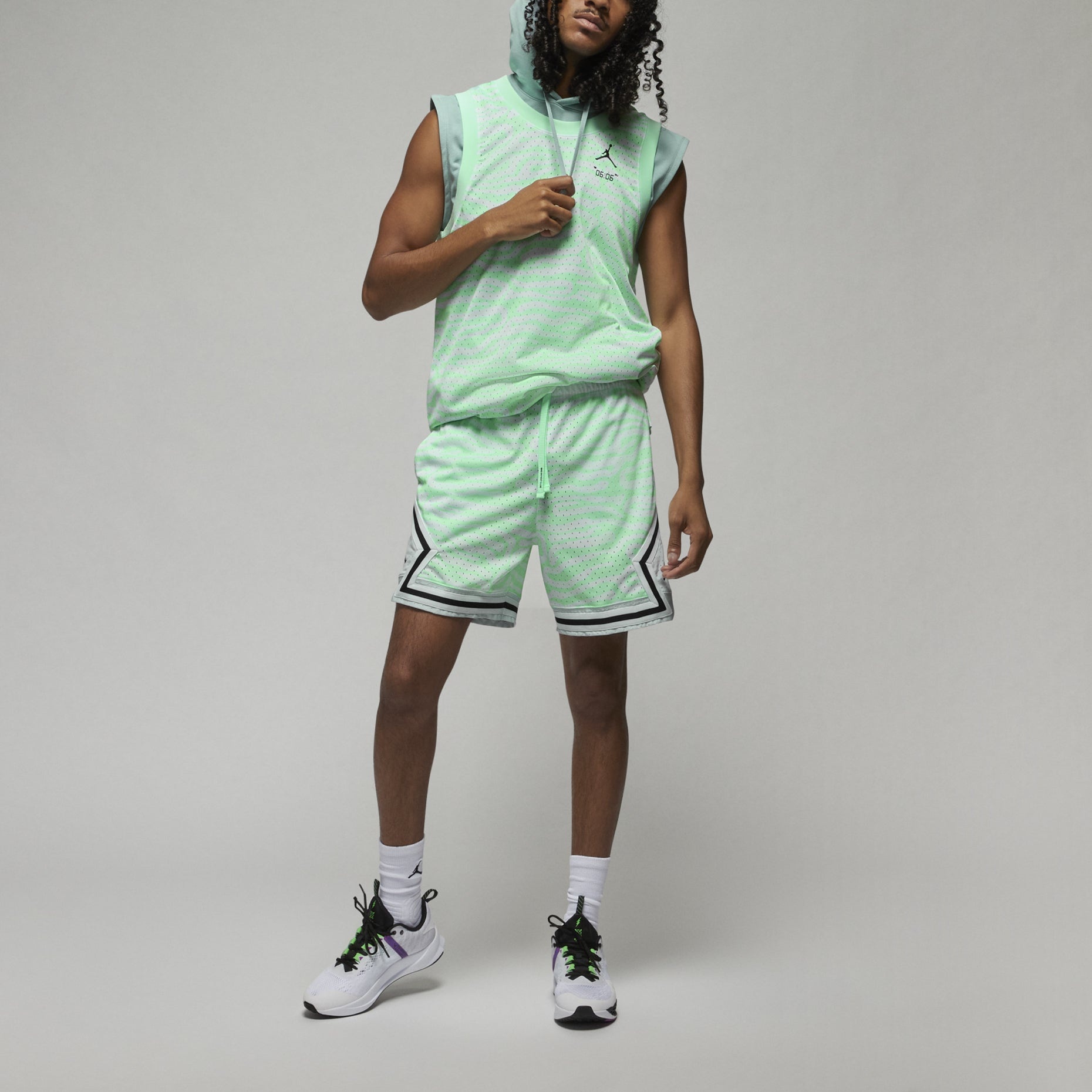 Air Jordan irregular texture Alphabet Printing Mesh Training Sports Vest Mint Green DM1825-379 - 3