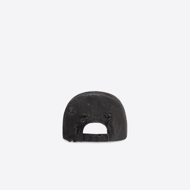 BALENCIAGA Men's Bb Laurel Destroyed Piercing Cap in Black outlook