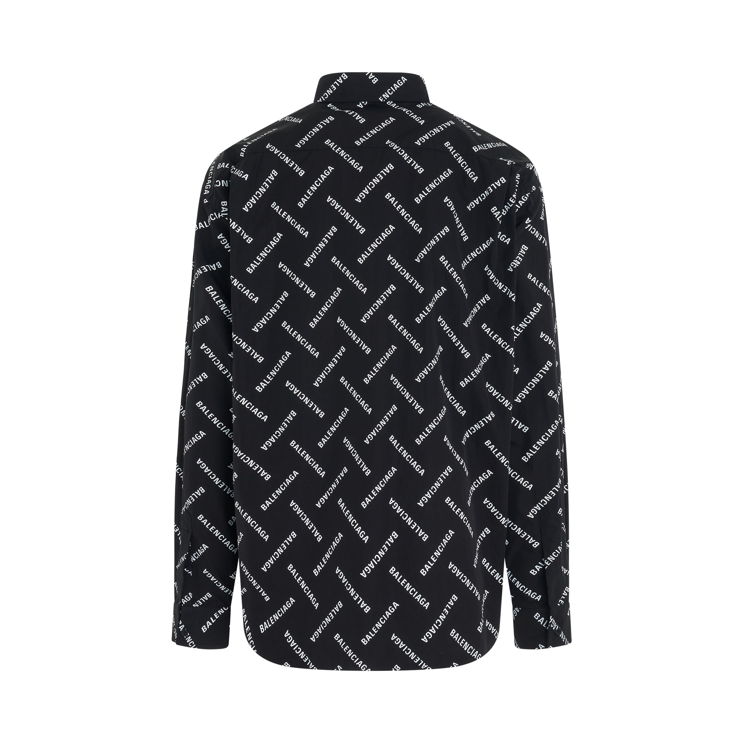 All-Over Logo Long-Sleeve Shirt in Black/White - 4