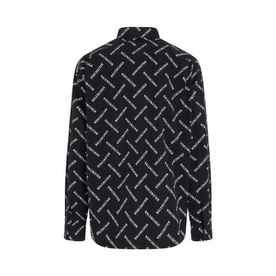 BALENCIAGA All-Over Logo Long-Sleeve Shirt in Black/White outlook