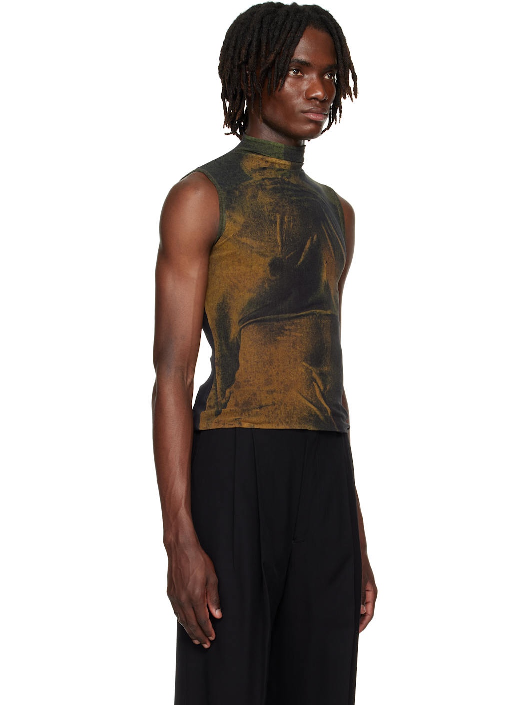 SSENSE Exclusive Khaki & Black High Neck Printed Water Tank Top - 2