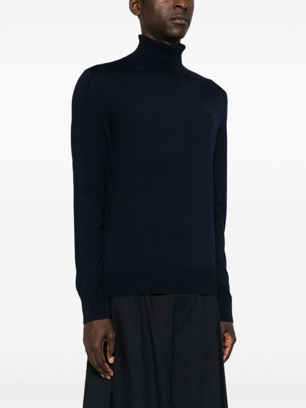logo-embroidered roll-neck jumper - 3