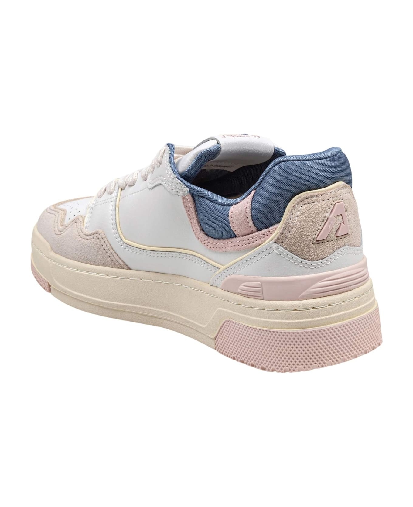 Sneakers Clc Low In Suede E Nabuk Bianco E Beige - 3