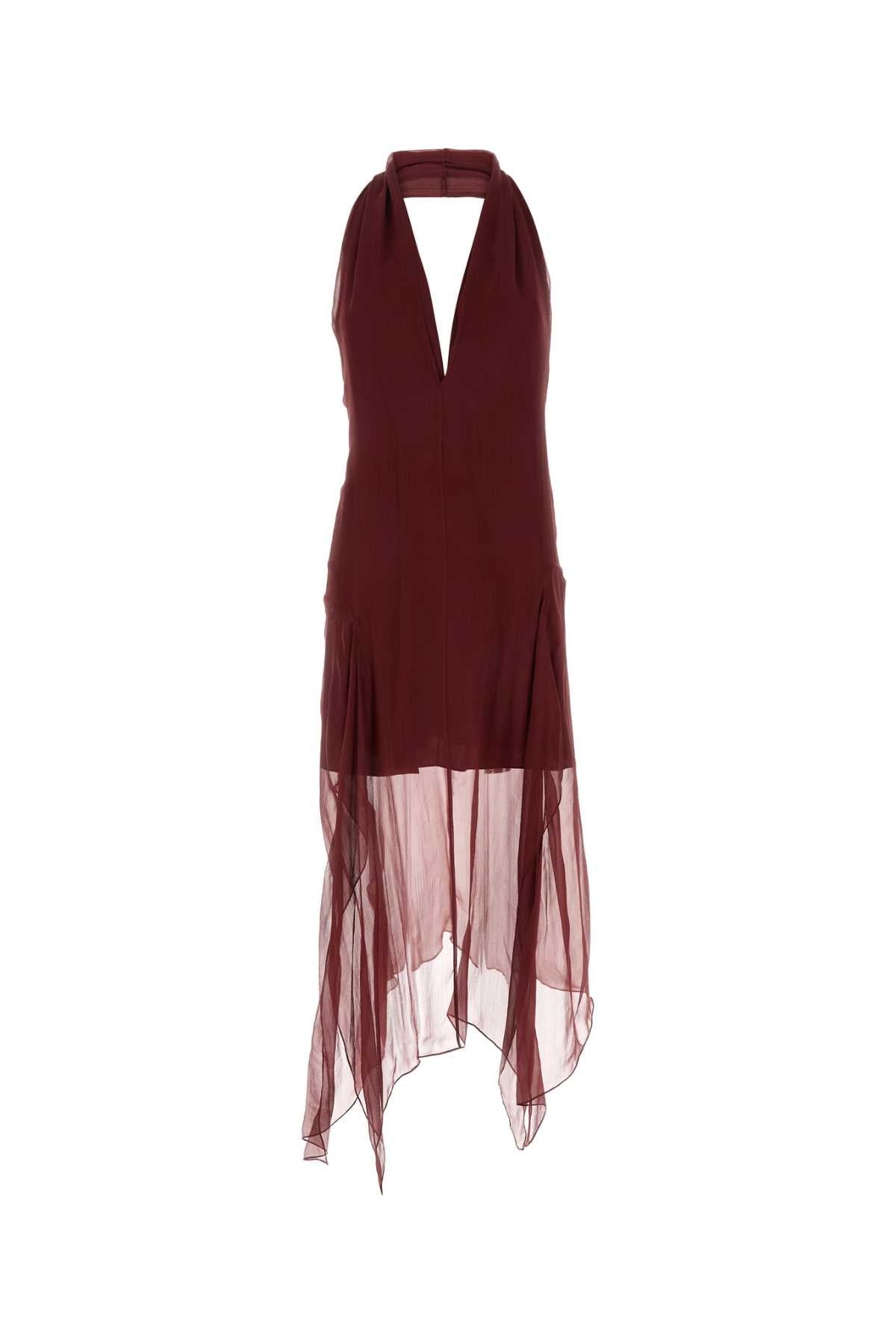 Salvatore Ferragamo Women Bordeaux Silk Dress - 1