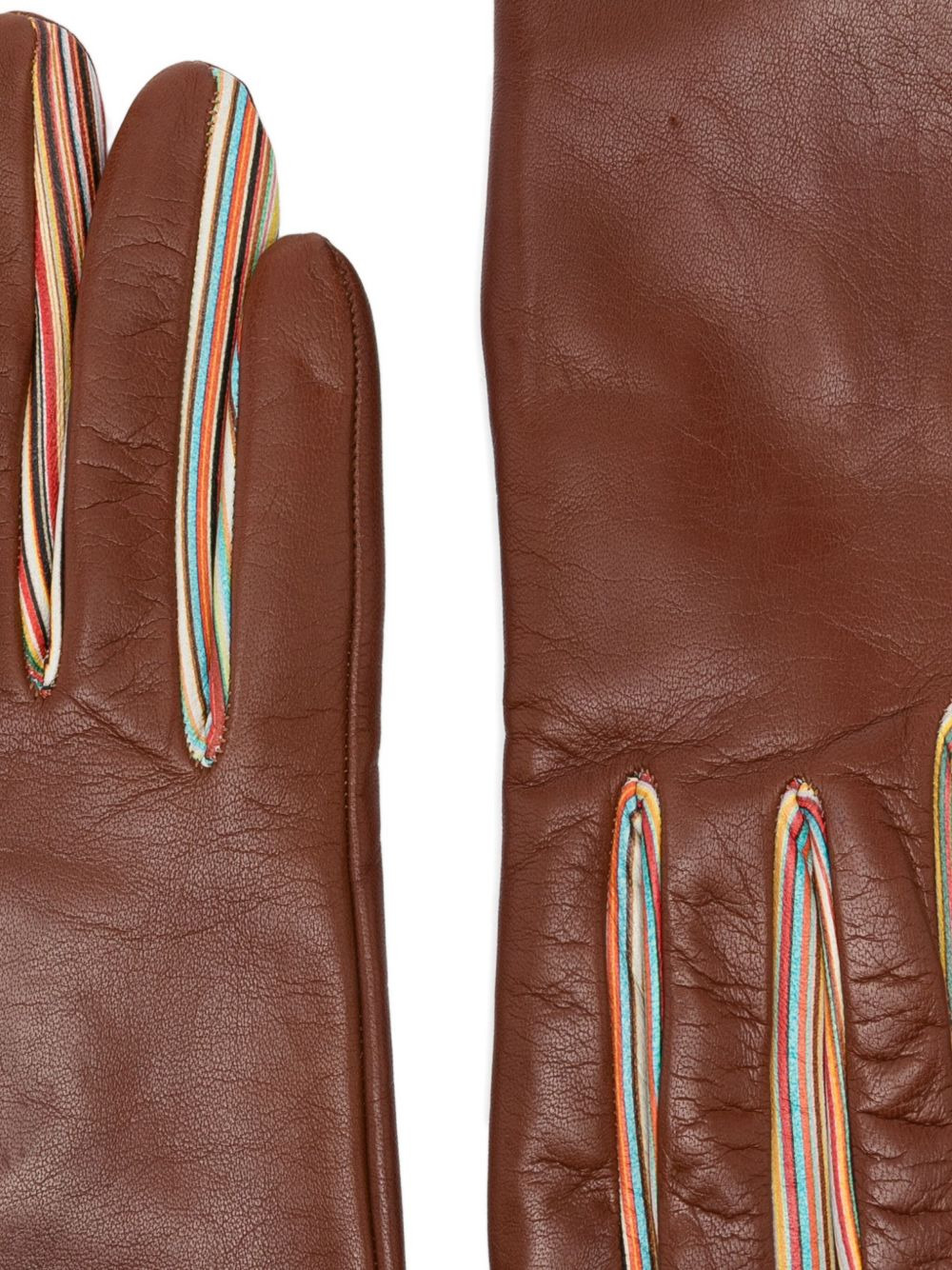 leather multi-stripe gloves - 3