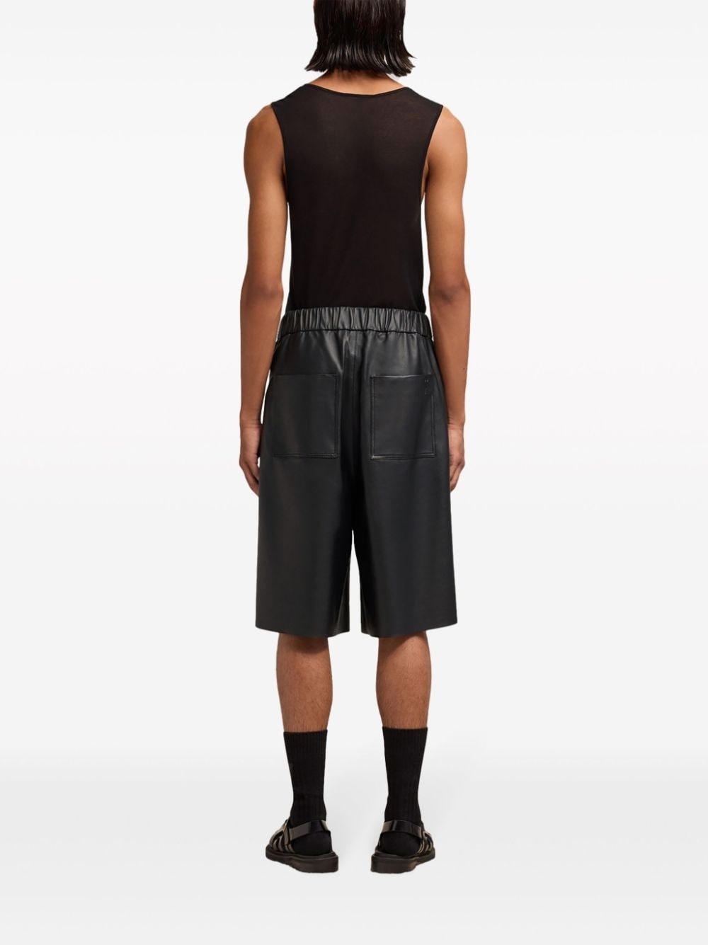 knee-length leather shorts - 4