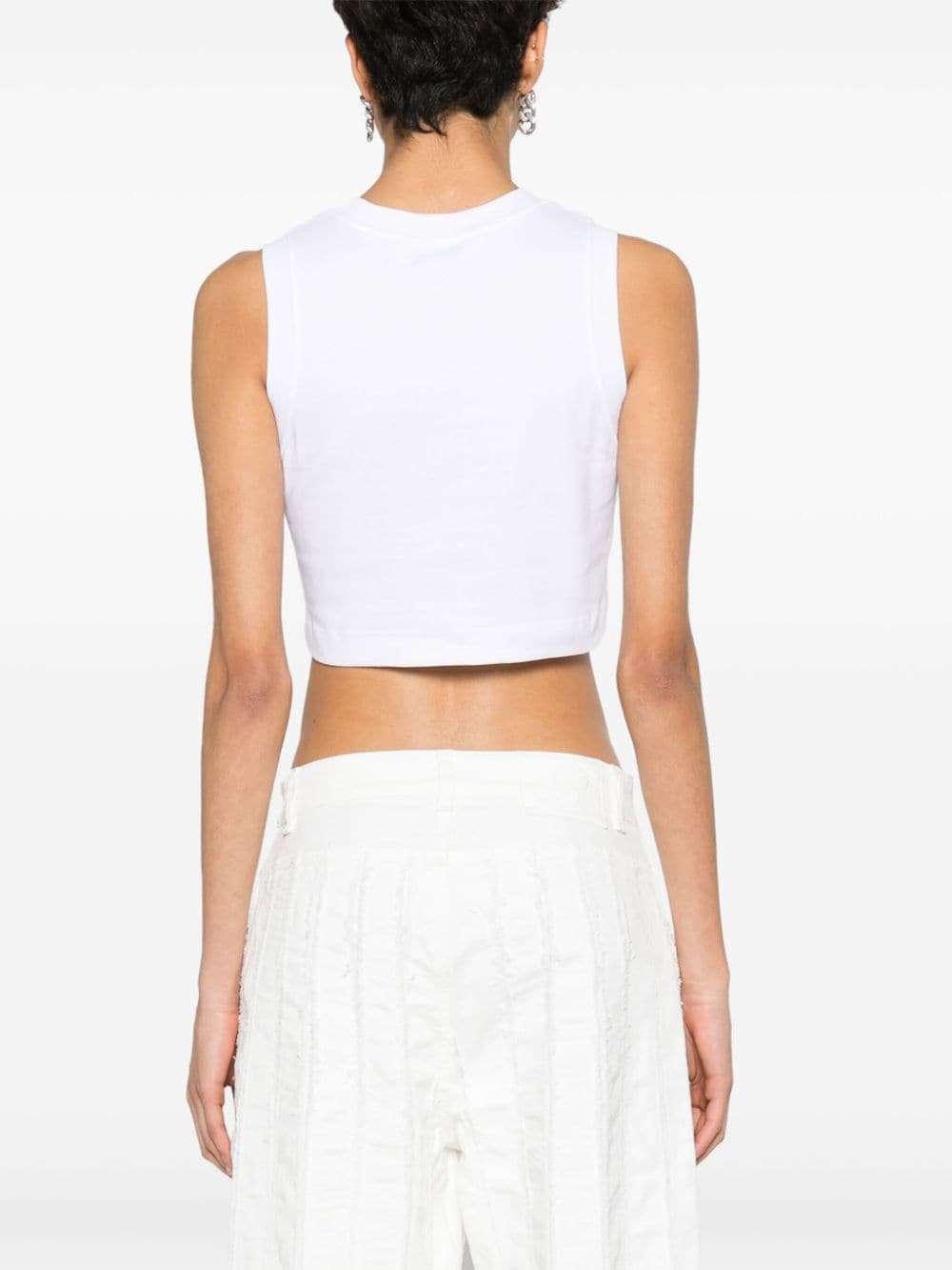 Blumarine White Crystal Tank Top