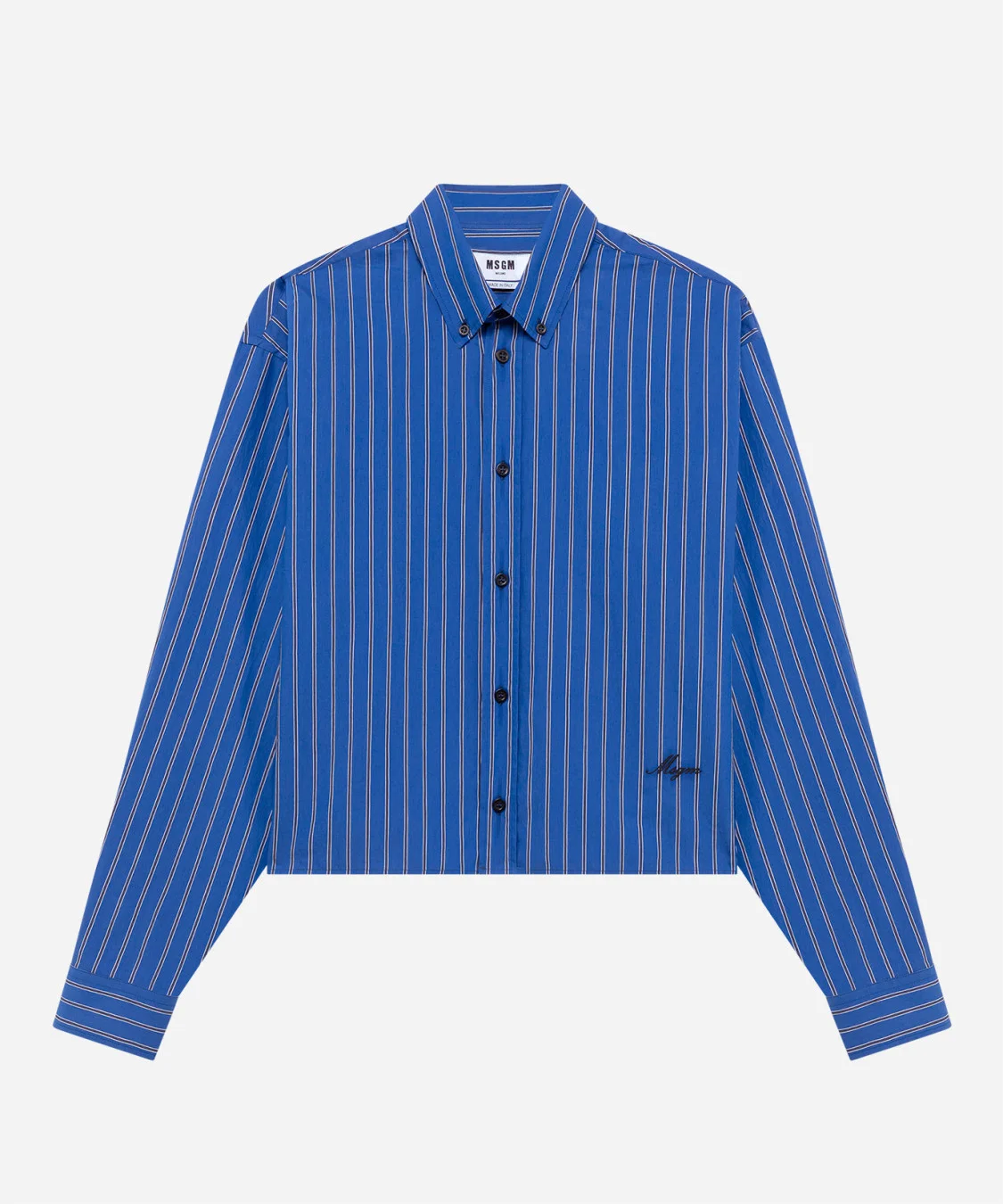 Striped poplin cropped shirt - 1