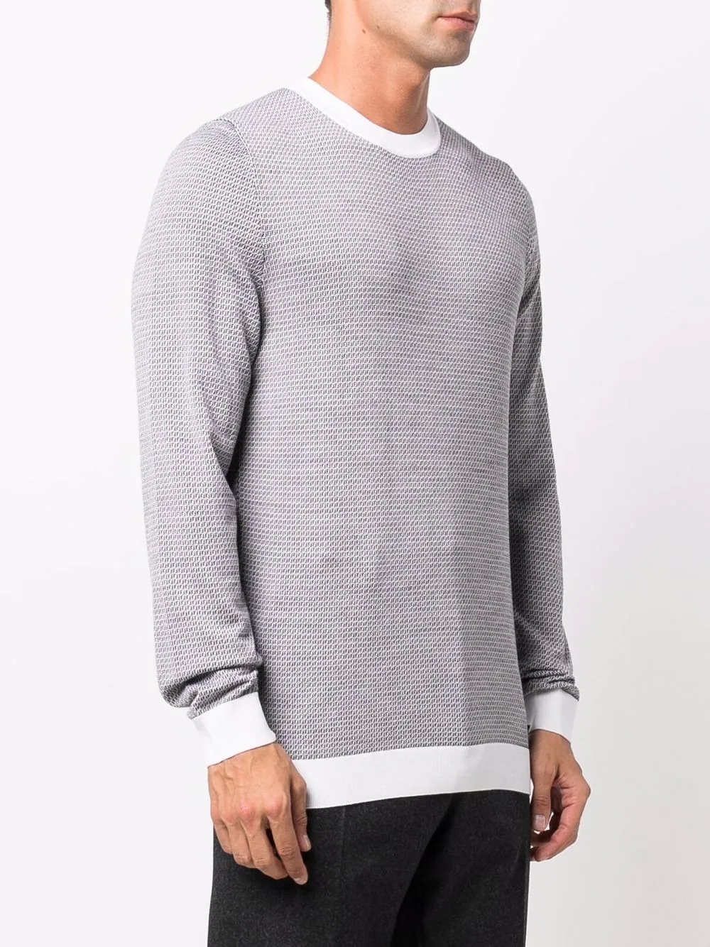 contrast-trim knitted crew-neck jumper - 4