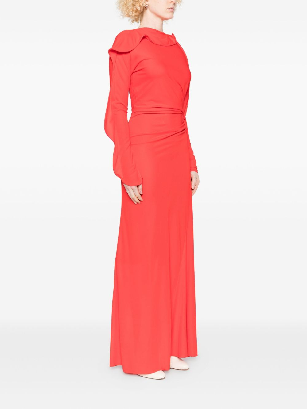 draped long-sleeve maxi dress - 3