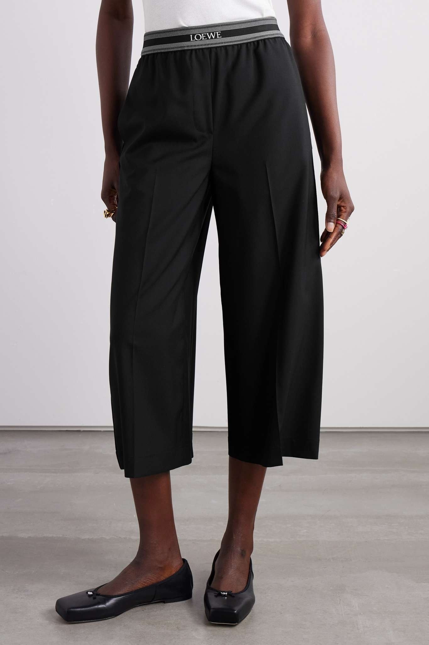 Jacquard-trimmed wool culottes - 3