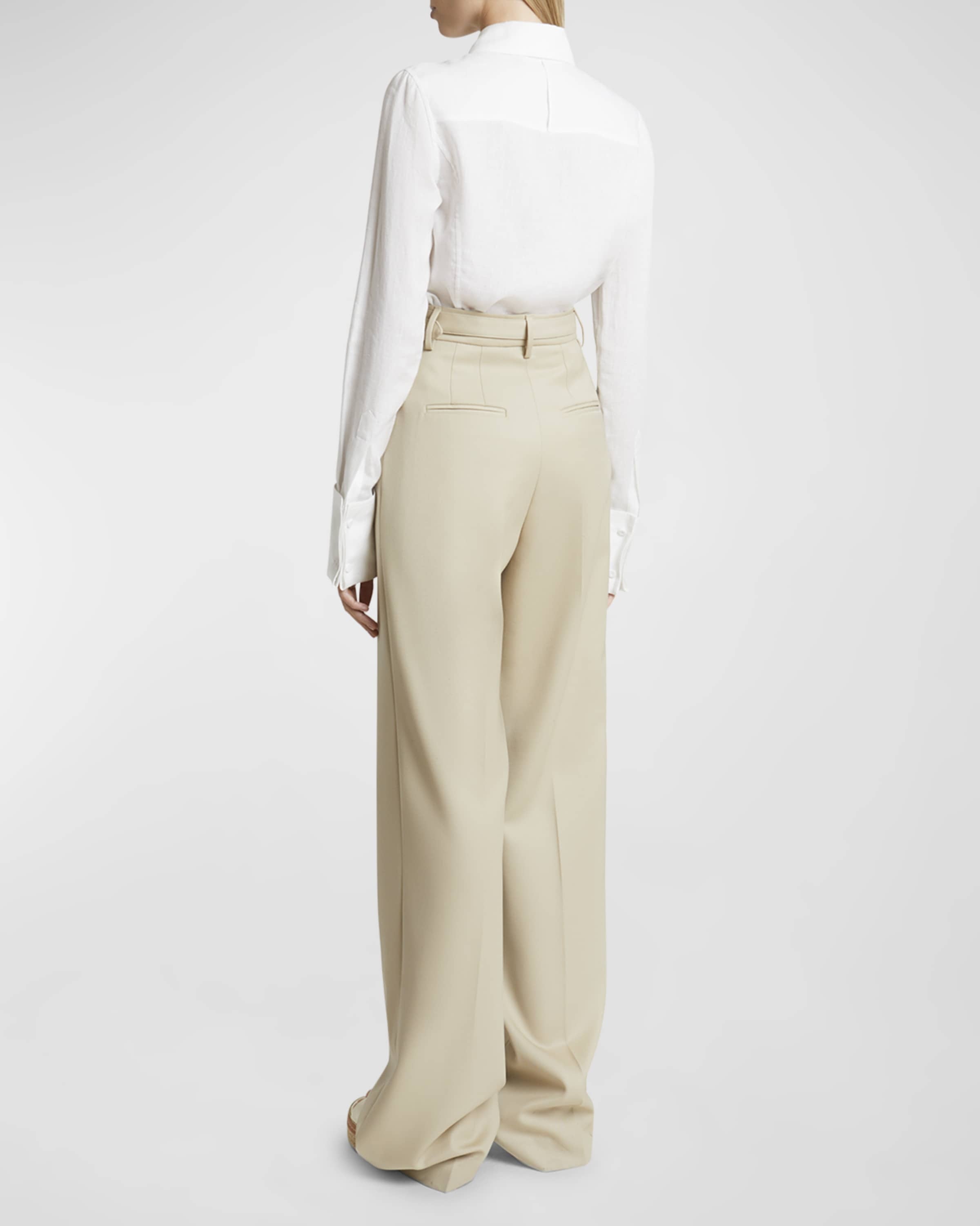 GABRIELA HEARST Norman Belted Wide-Leg Crepe Pants | REVERSIBLE