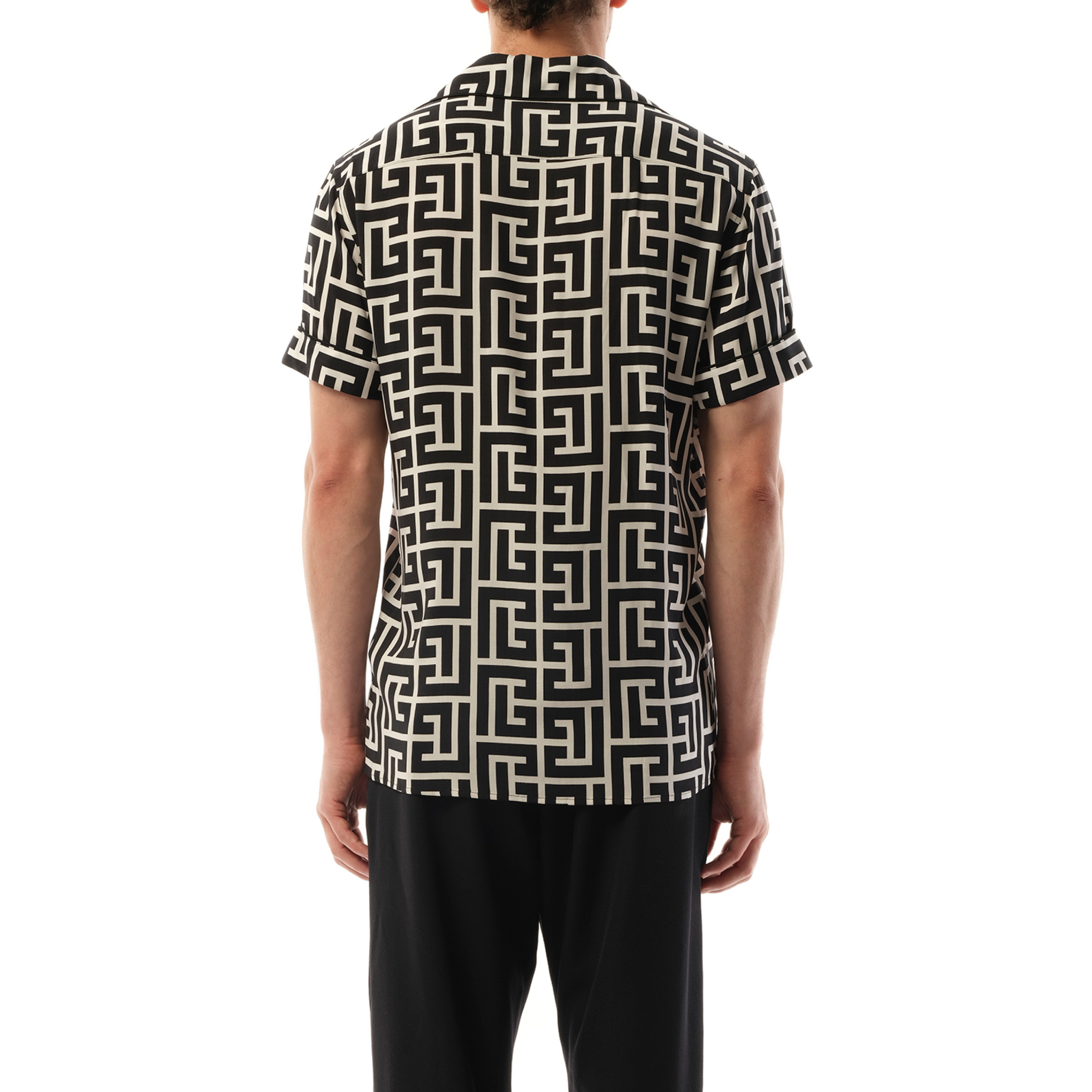 Macro Monogram Pyjama Shirt in Ivory/Black - 6