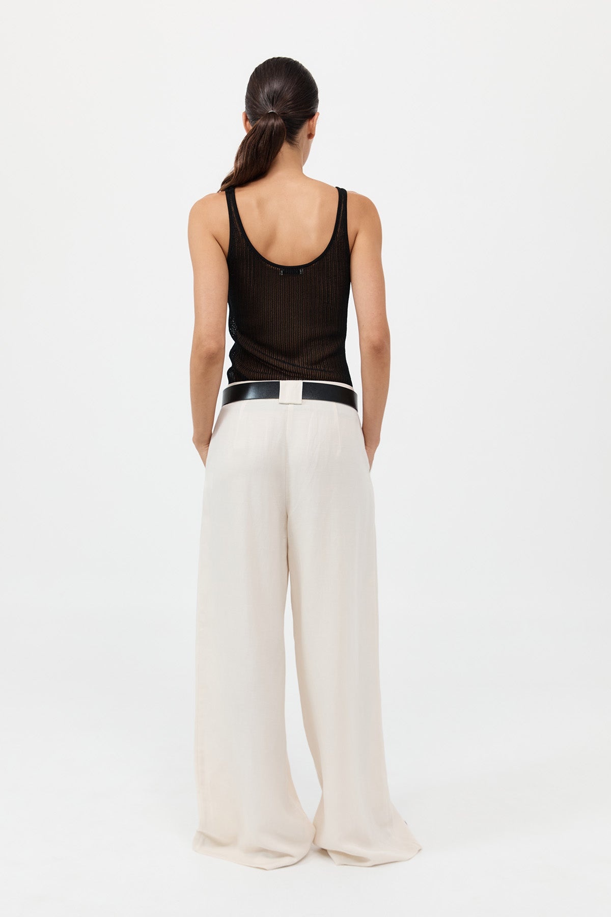 Wide Leg Pleat Pants - Tofu - 6
