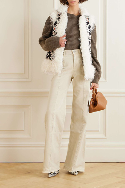 La DoubleJ Folk faux shearling-trimmed  padded floral-print crepe vest outlook