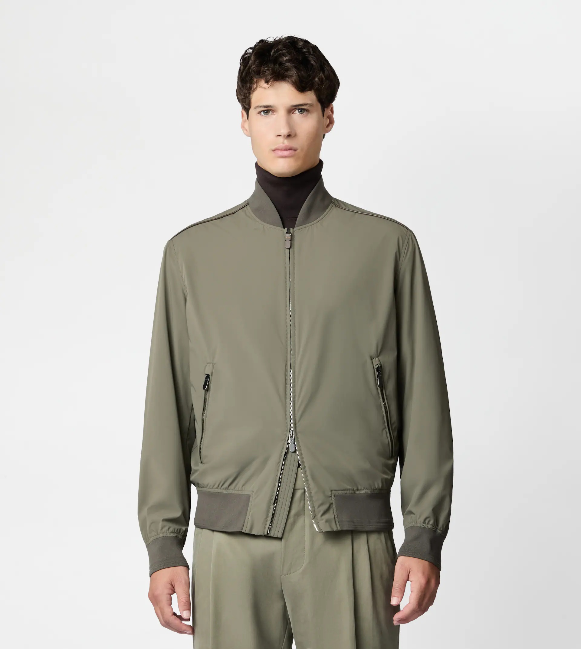 BOMBER JACKET IN TECHNICAL FABRIC - GREEN - 6