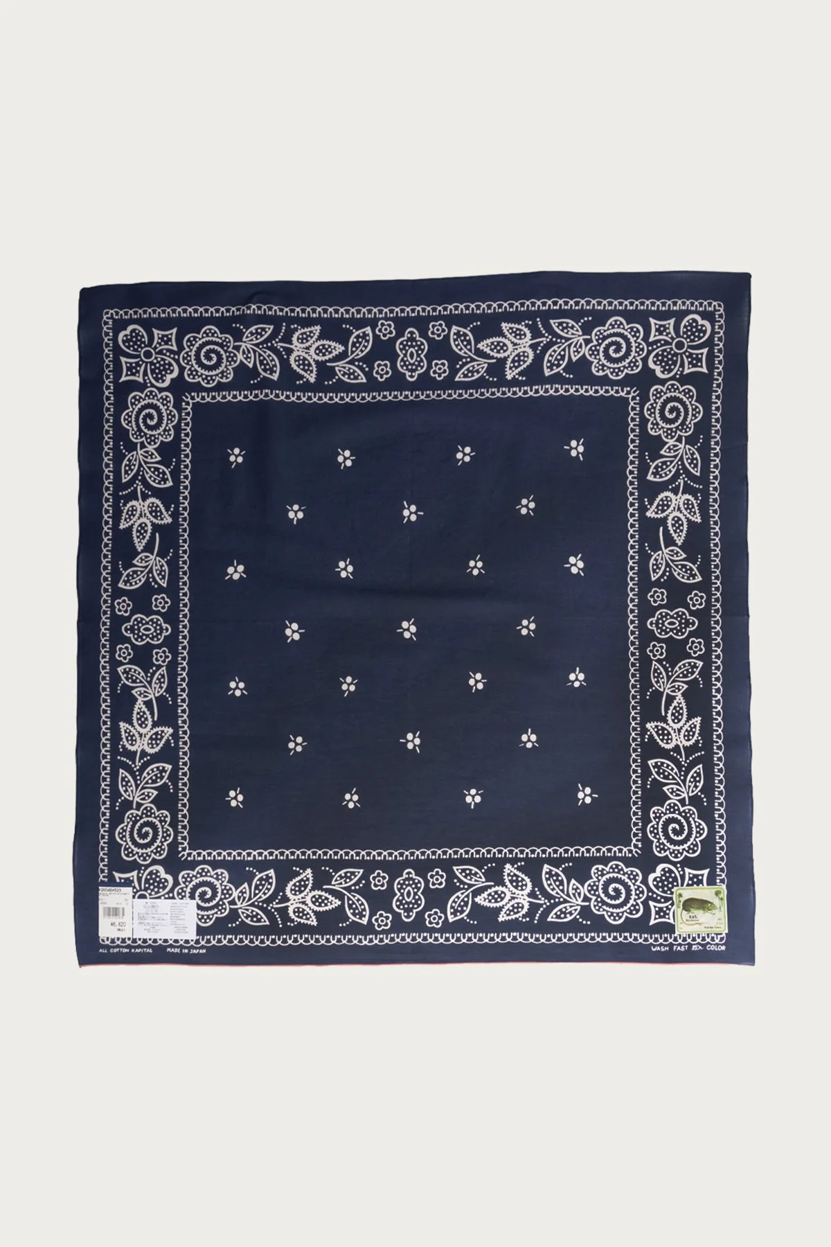 Fastcolor Selvedge Bandanna (ESCARGOT FLOWER) 30x30 - Navy - 1