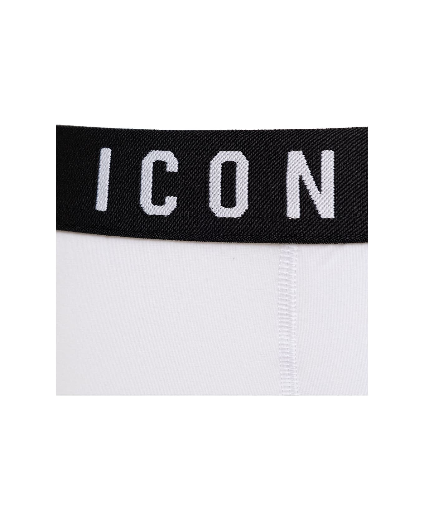 D-squared2 Man's White Stretch Cotton Briefs With  Logo - 3