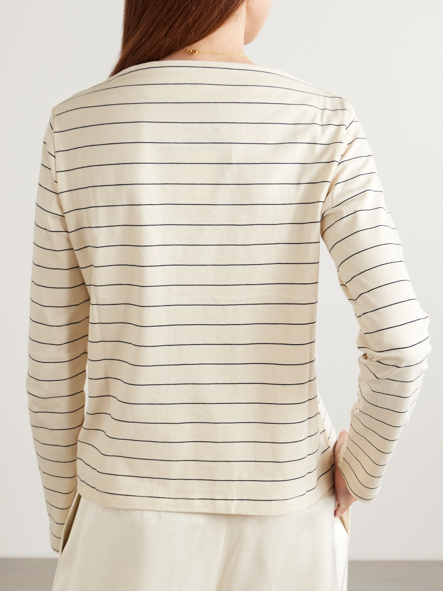 Margo striped cotton-jersey T-shirt Cream - 3