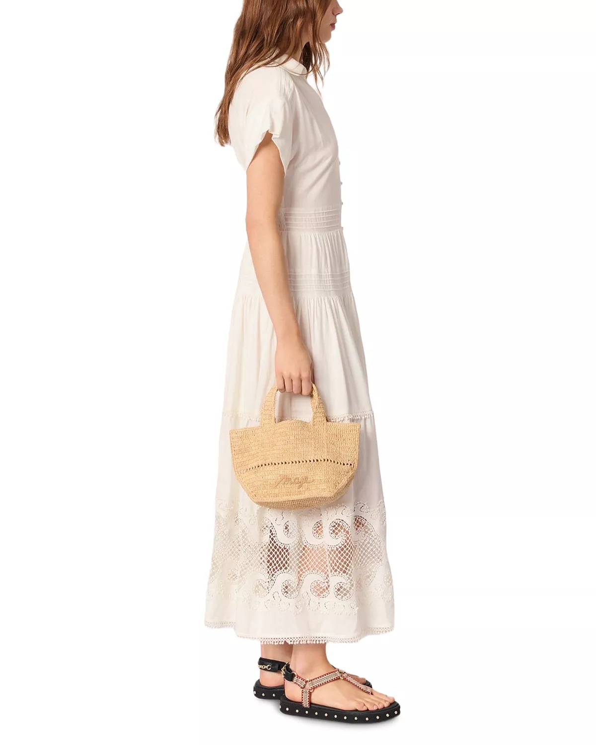 Embroidered Ruffled Maxi Dress - 5
