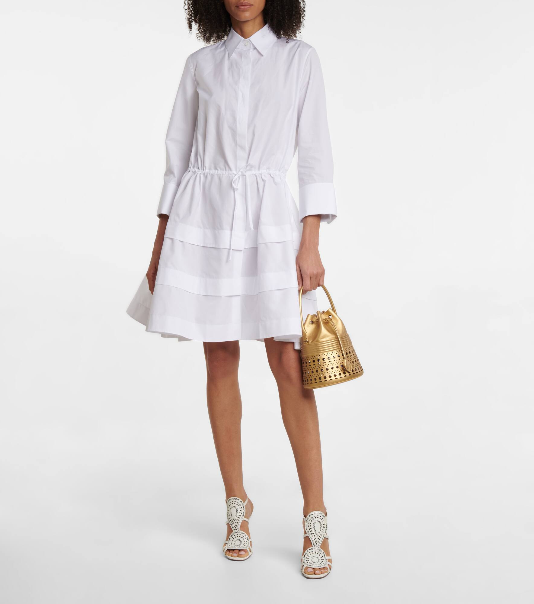 Tiered cutout cotton poplin shirt dress - 2