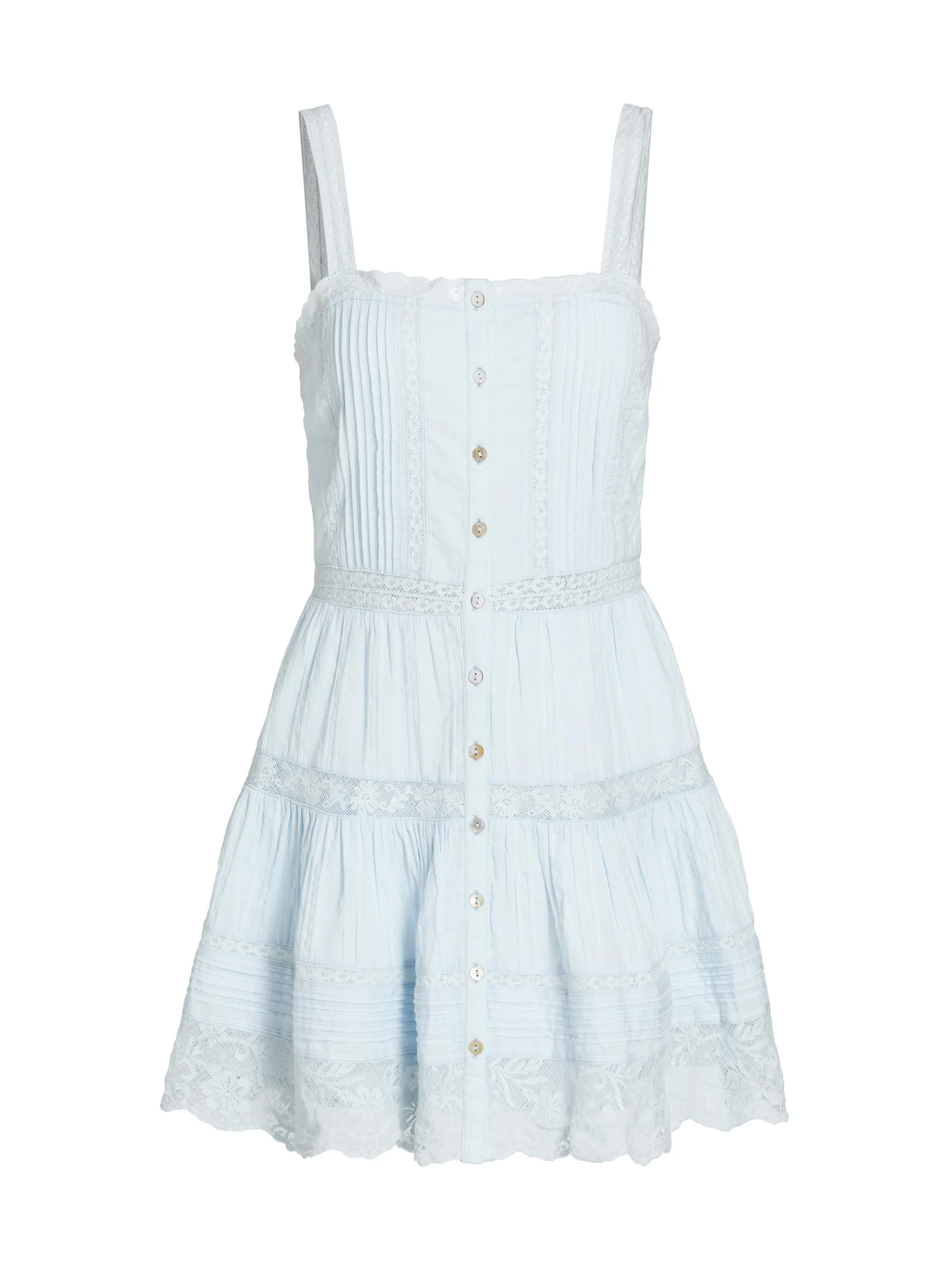 Women's Charlize Lace Cotton Tiered Minidress - Blue Finch - 1
