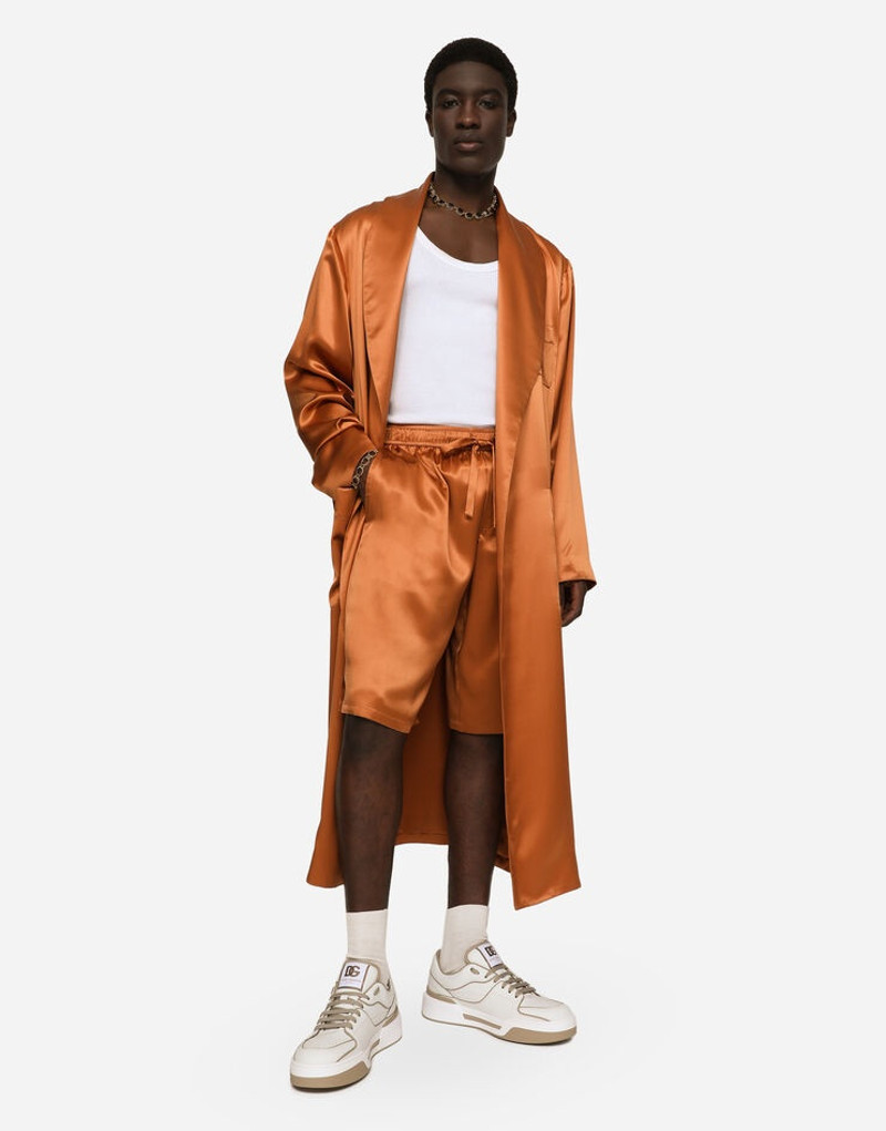 Silk satin robe with metal DG logo 5