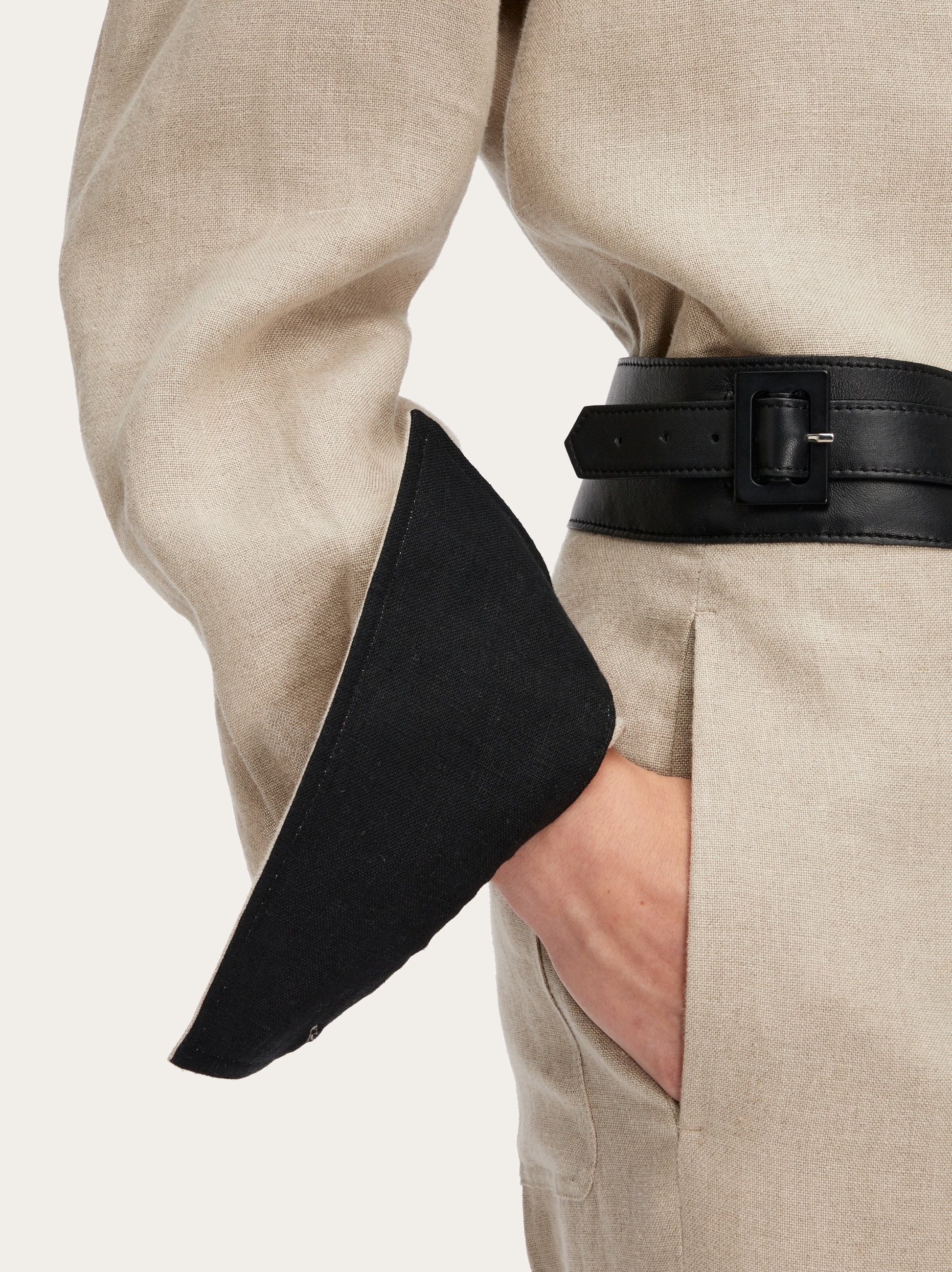 Linen trouser with eco-leather belt - 5