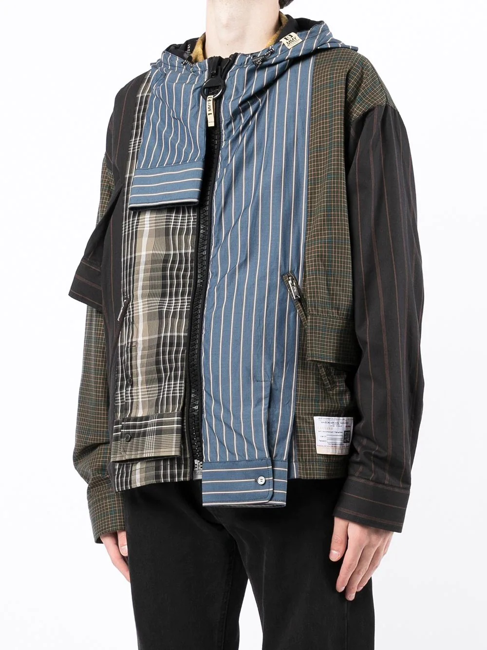 shirt-panel hybrid hooded jacket - 3