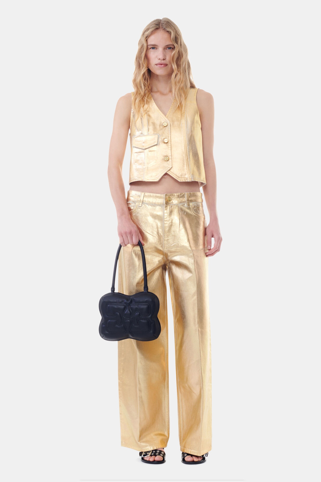GOLD FOIL DENIM VEST - 3