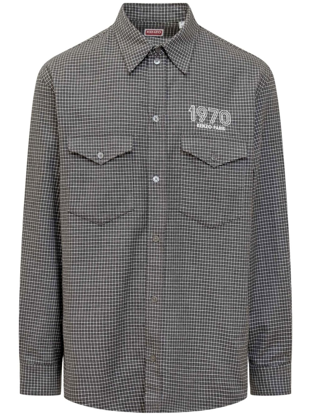 logo-embroidered cotton shirt - 1
