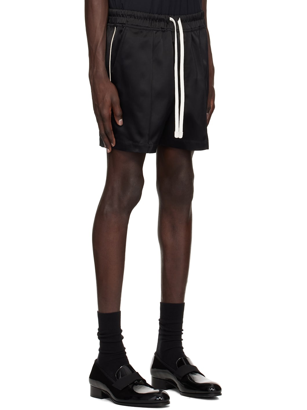 Black Shiny Satin Shorts - 2