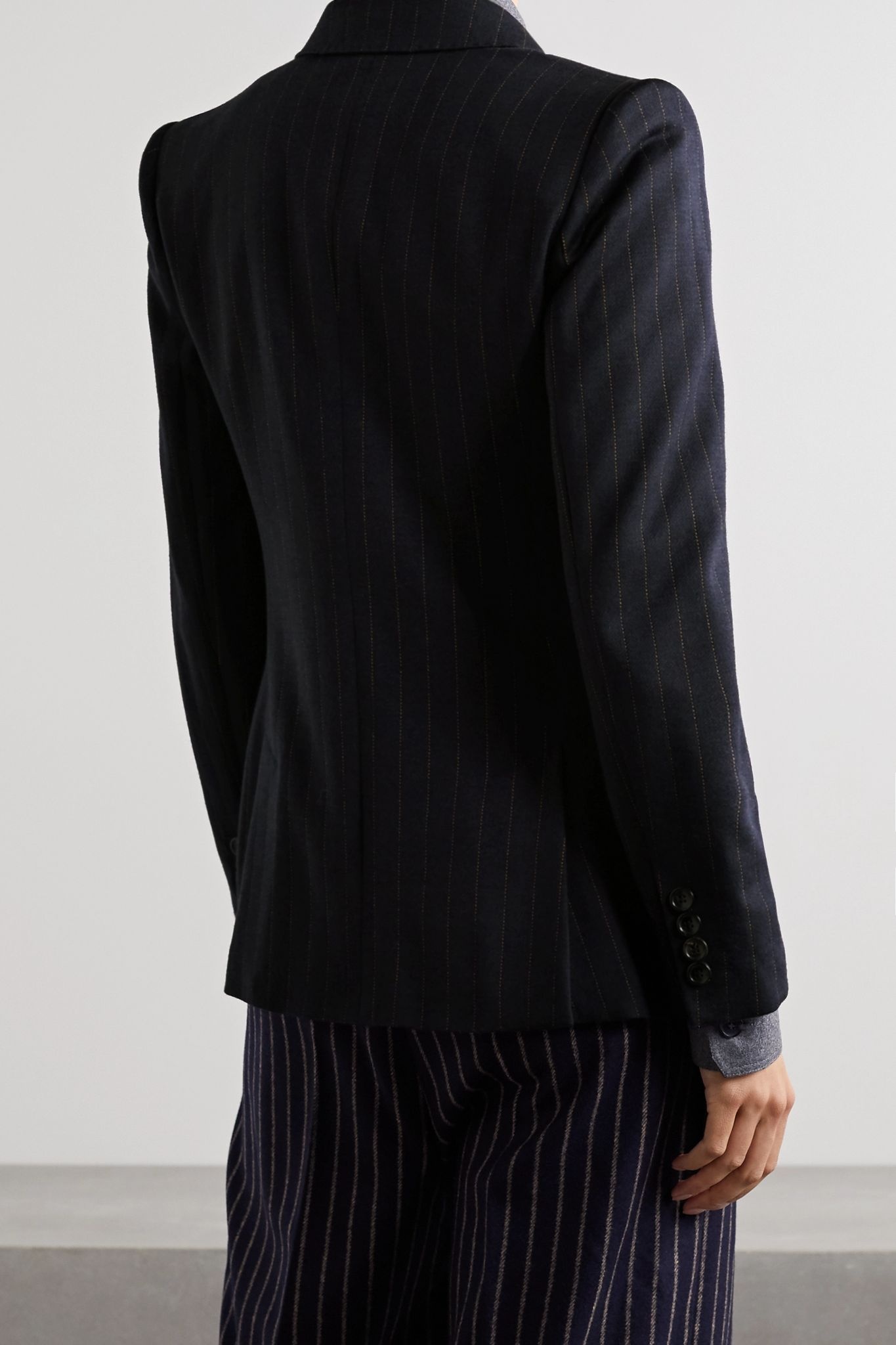 Cinghia double-breasted pinstriped wool-blend jersey blazer - 3