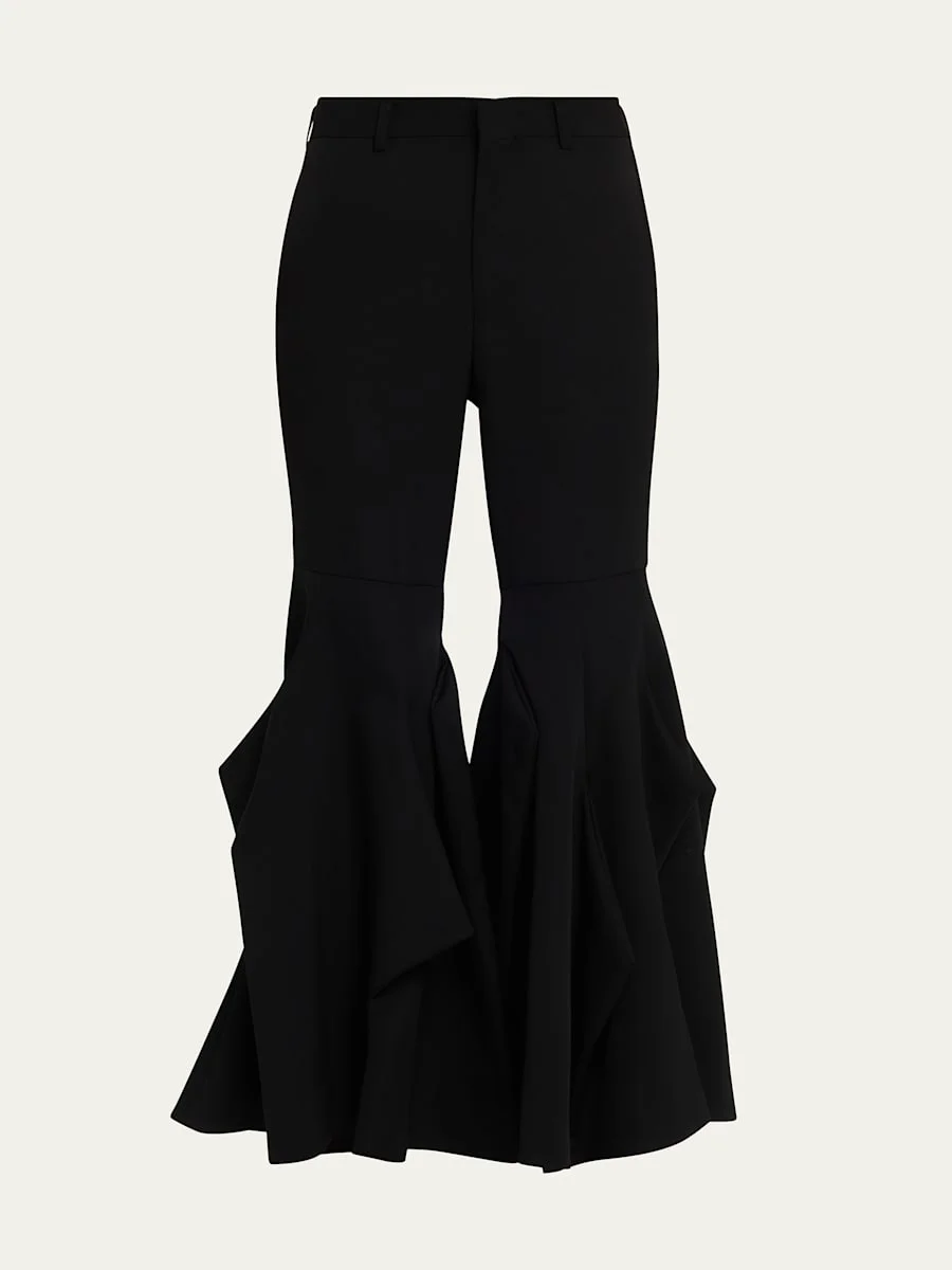 Wool Sculptural Flare Pants - 1
