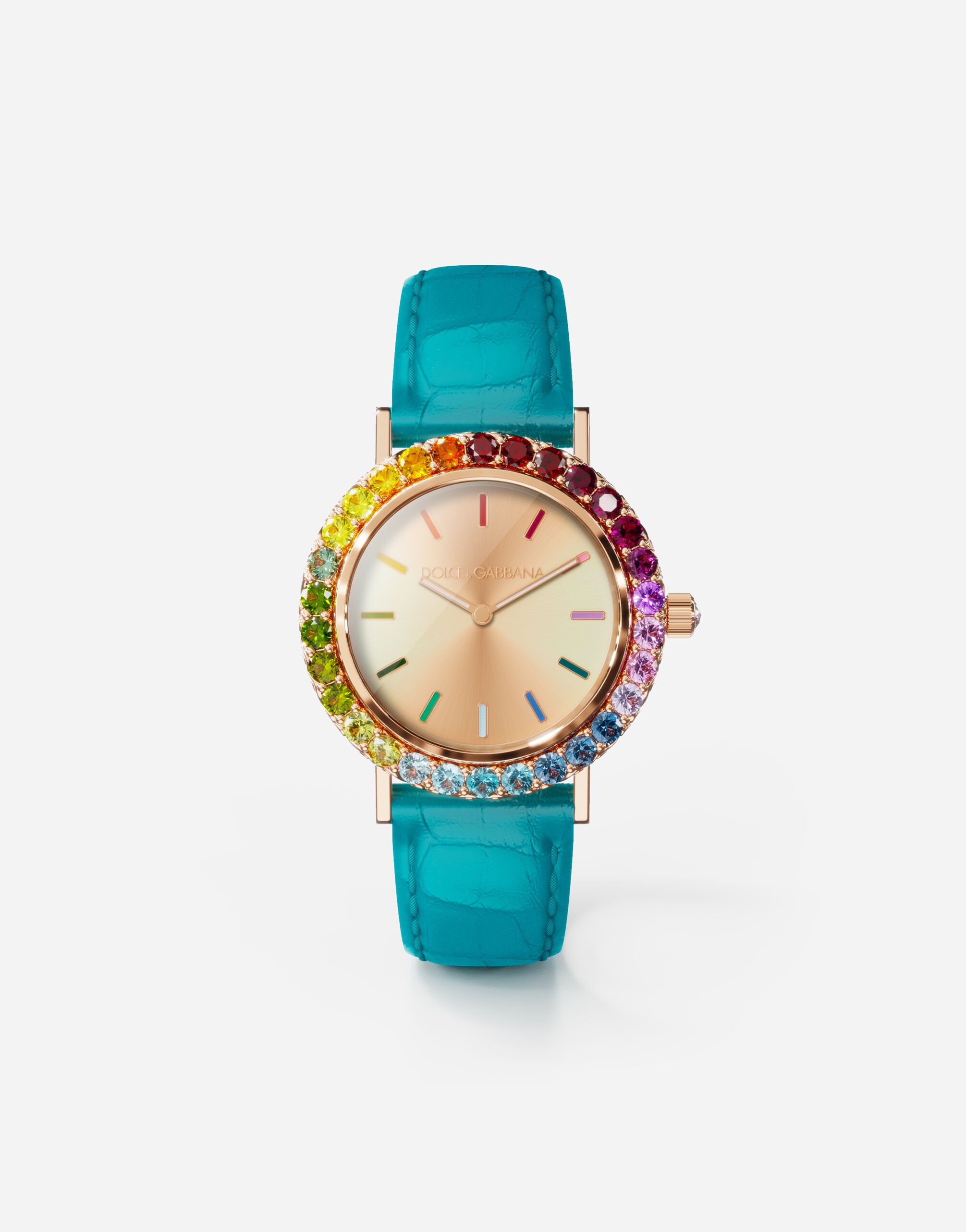 Iris watch in rose gold with multi-colored fine gems - 1