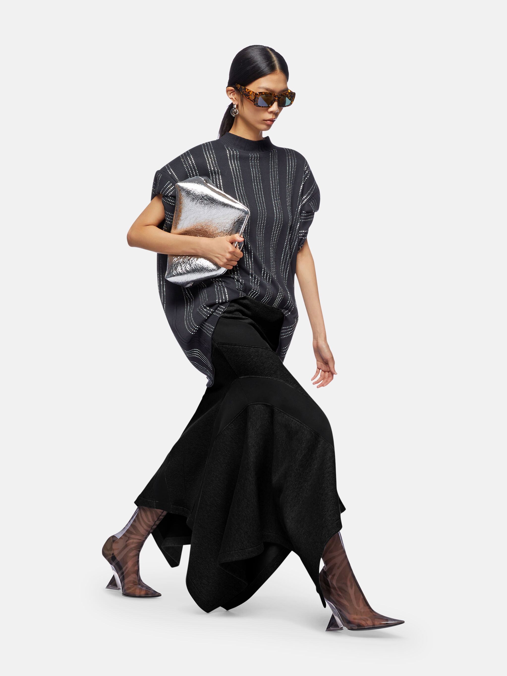 BLACK LONG SKIRT - 4