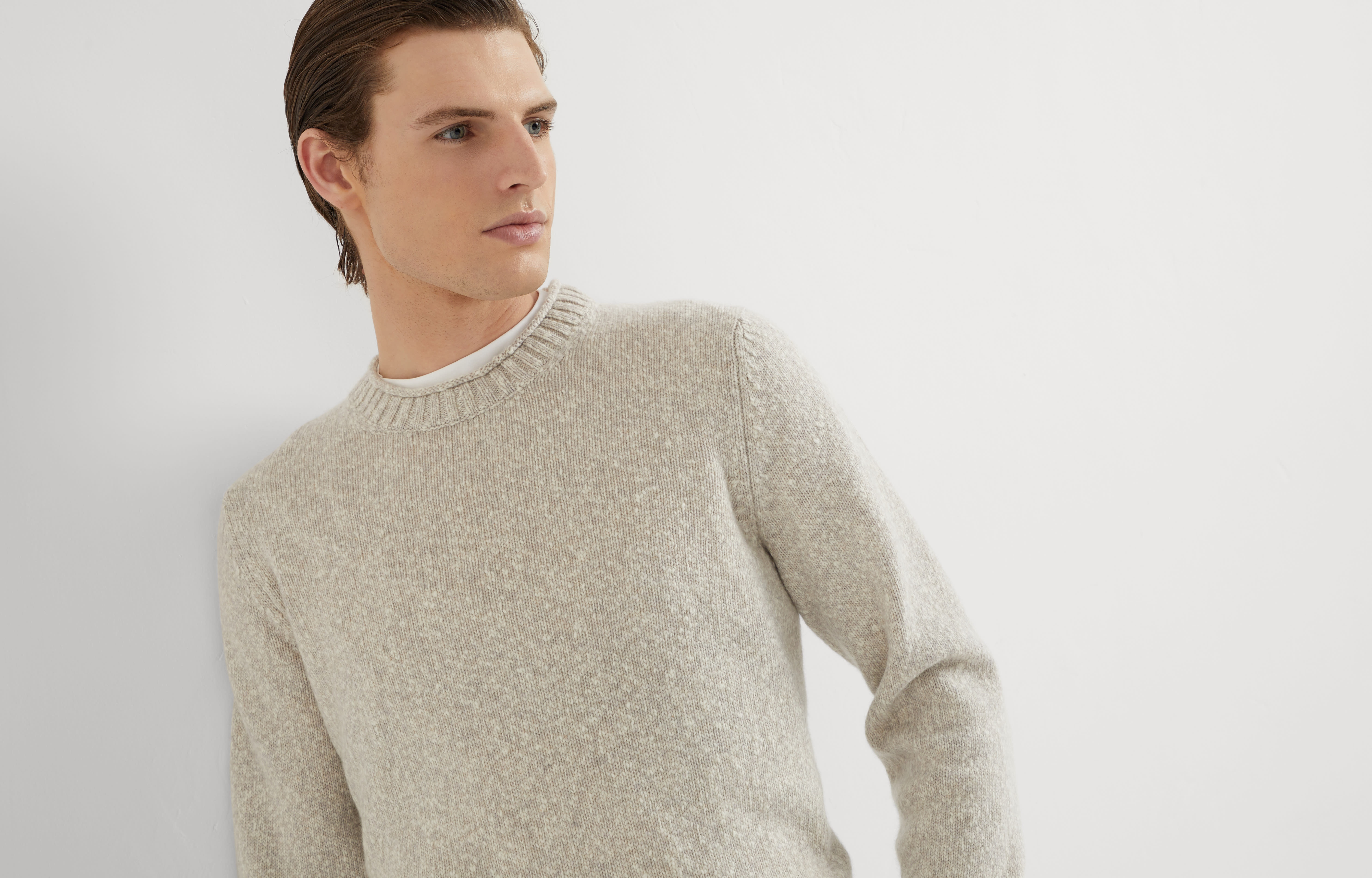 Flecked soft virgin wool and cashmere sweater - 6