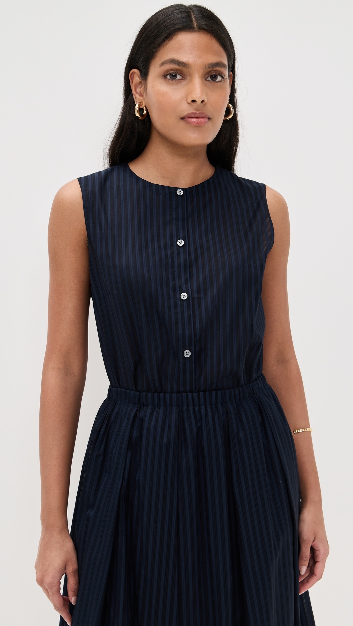 Sleeveless Button Down Shell - 1