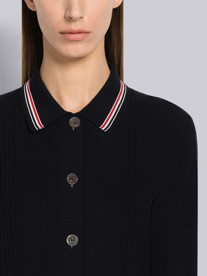 High Twist Cotton Cricket Stripe Polo Cardigan 5