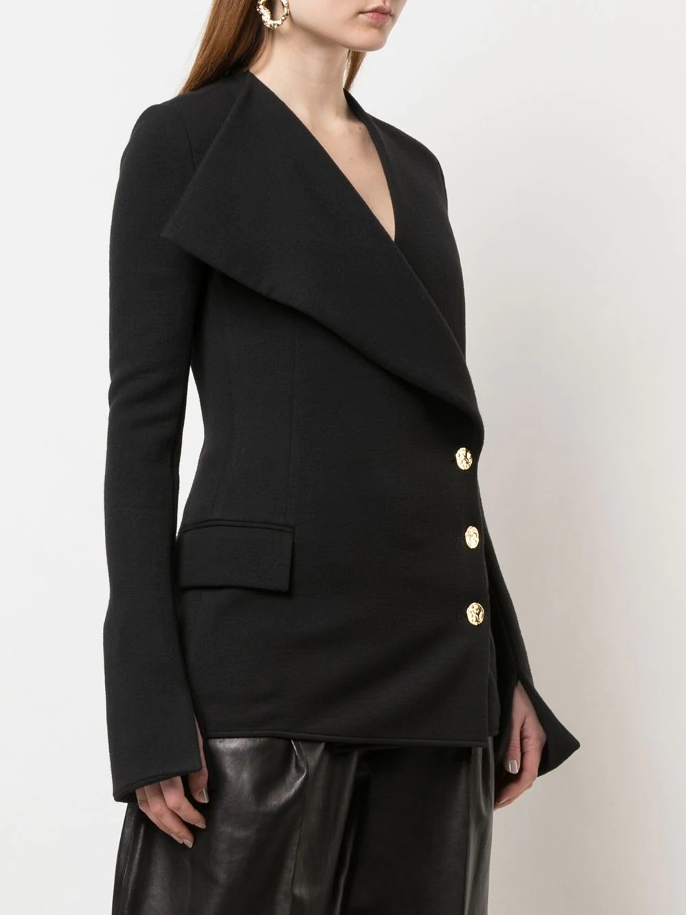 exaggerated lapel jersey suiting jacket - 3