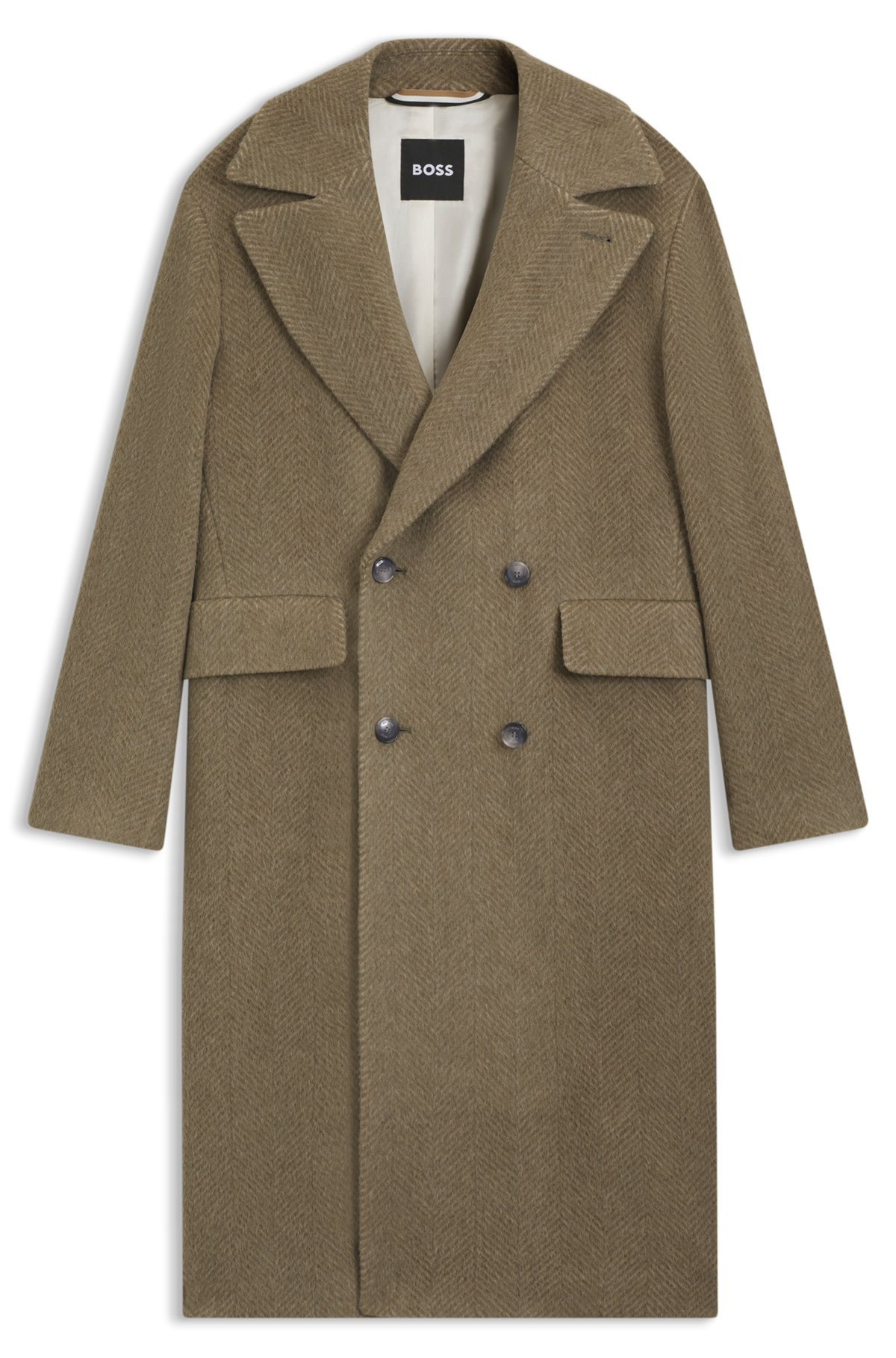 DOUBLE-BREASTED COAT IN A HERRINGBONE ALPACA BLEND - 1