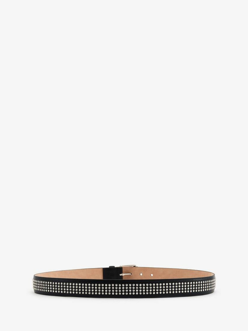 Alexander McQueen Twin Skull Leather Belt in Black outlook